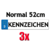 3x Autokennzeichen 52cm